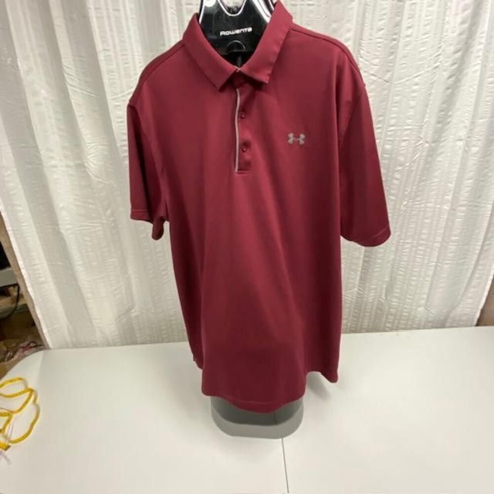 Under Armour HeatGear Polo Mens 3XL Burgundy Loose Fit Golf Performance Shirt